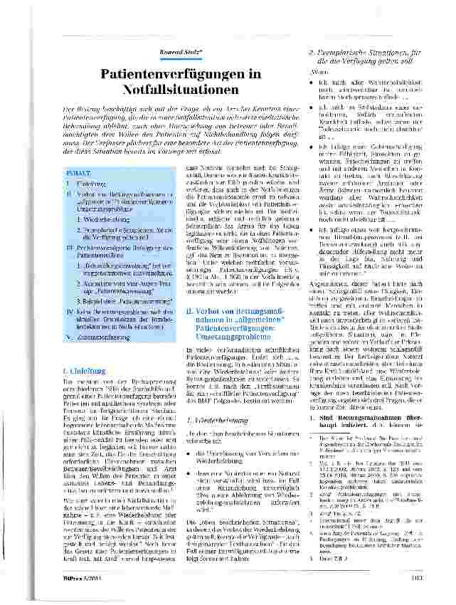 Vorschauseite 1: Patientenverfügungen in Notfallsituationen