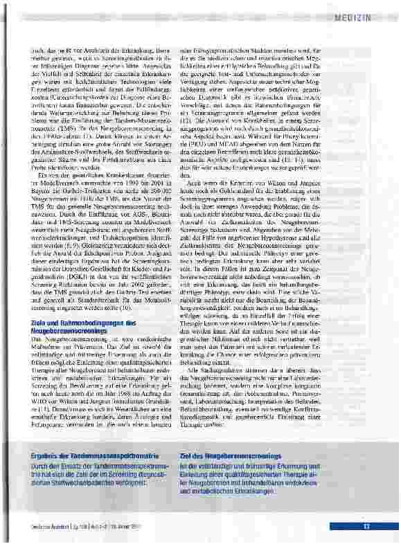 Vorschauseite 3: Neugeborenenscreening auf Stoffwechselerkrankungen und Endokrinopathie
