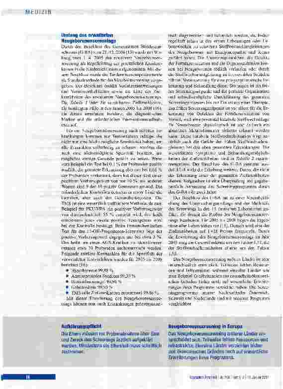 Vorschauseite 6: Neugeborenenscreening auf Stoffwechselerkrankungen und Endokrinopathie