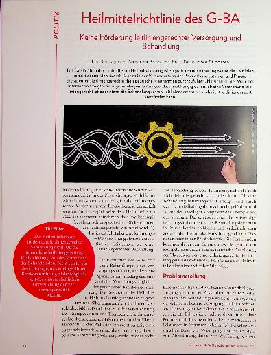 Vorschauseite 1: Heilmittelrichtlinie des G-BA: Keine Förderung leitliniengerechter Versorgung und Behandlung.