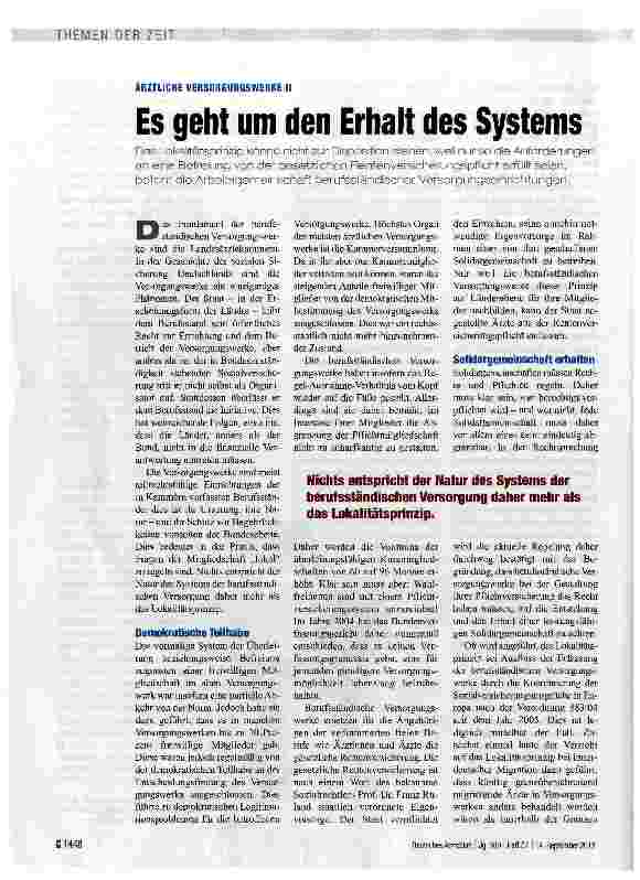 Vorschauseite 1: Es geht um den Erhalt des Systems