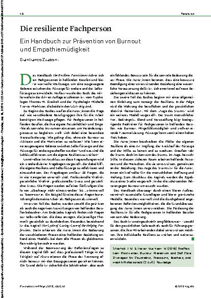 Vorschauseite 1: Die resiliente Fachperson Ein Handbuch zur Prävention von Burnout und Empathiemüdigkeit