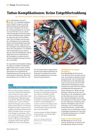 Vorschauseite 1: Tattoo-Komplikationen: Keine Entgeltfortzahlung