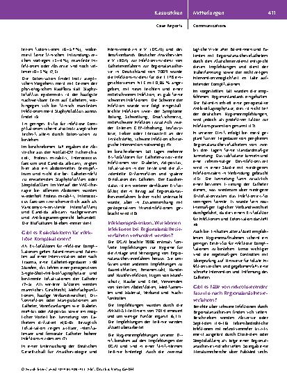 Vorschauseite 4: Nekrotisierende Fasziitis nach Regionalanästhesie mit Nervus Femoralis Katheter?