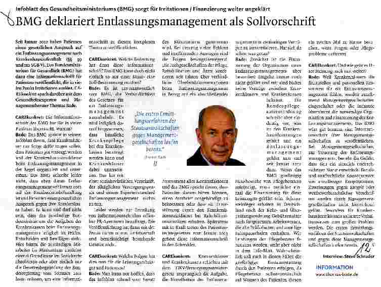 Vorschauseite 1: BMG deklariert Entlassungsmanagement als Sollvorschrift