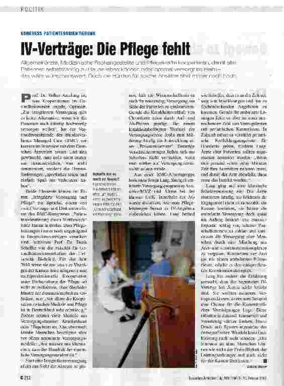 Vorschauseite 1: IV-Verträge: Die Pflege fehlt