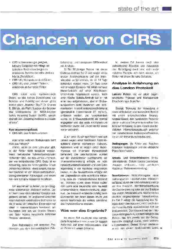 Vorschauseite 2: Nutzen und Cahncen von CIRS