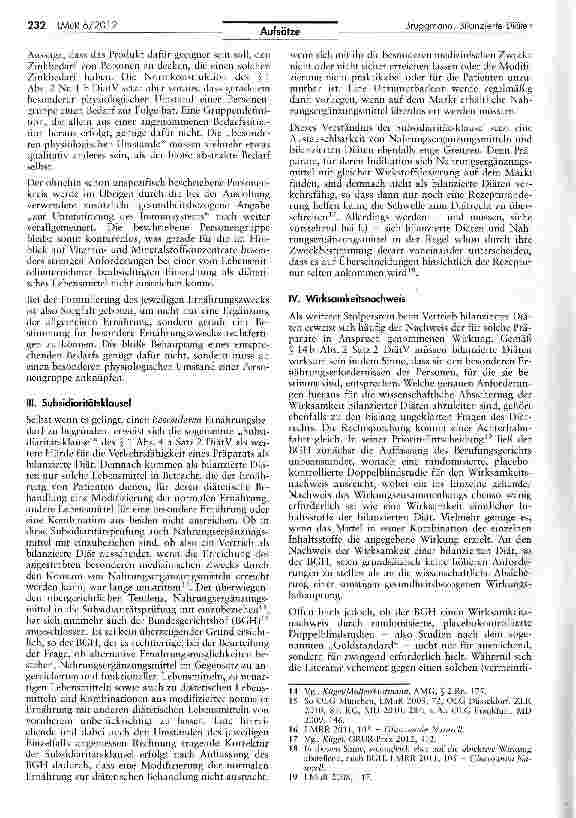 Vorschauseite 2: Zwischen Arzneimittel und Lebensmittel - aktuelle Rechtsprechung zu bilanzierten Diäten
