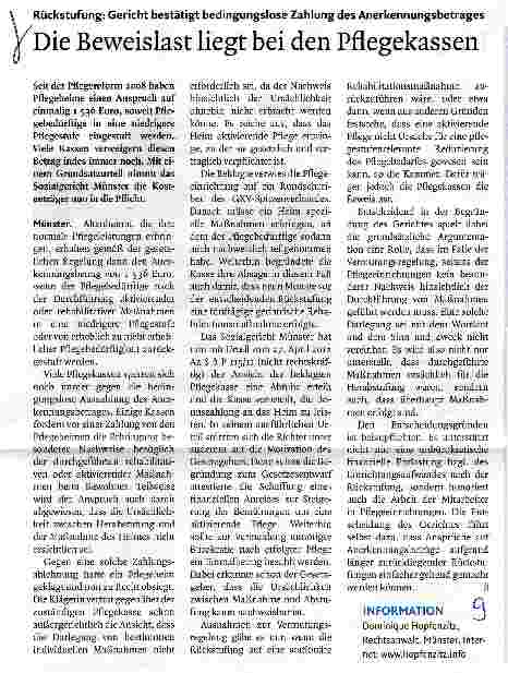 Vorschauseite 1: Die Beweislast liegt bei den Pflegekassen