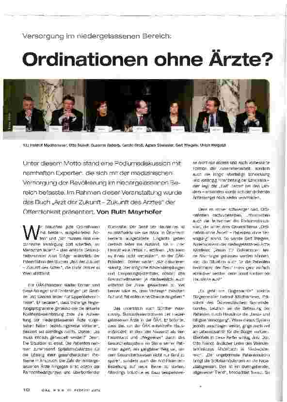 Vorschauseite 1: Ordinationen ohne Ärzte?