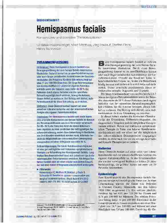 Vorschauseite 1: Hemispasmus facialis