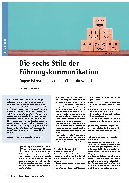 Vorschauseite 1: Die sechs Stile der Führungskommunikation. Improvisierst du noch oder führst du schon?