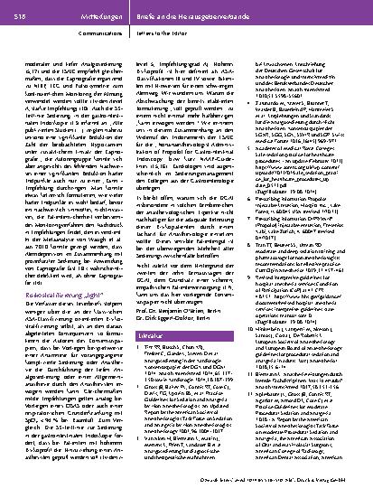 Vorschauseite 3: Leserbrief zum Sonderbeitrag: Konsensuspapier der DGK und DGAI Analgosedierung in der Kardiologie (Note: The text appears to be correctly spelled. )