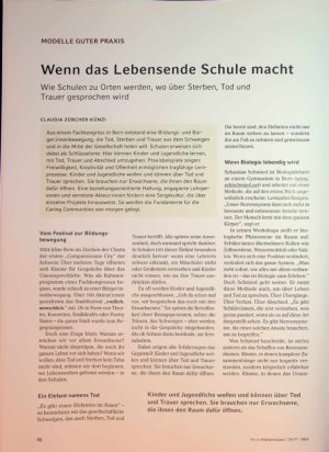 Vorschauseite 1: Wenn das Lebensende Schule macht. Wie Schulen zu Orten werden, wo über Sterben, Tod und Trauer gesprochen wird