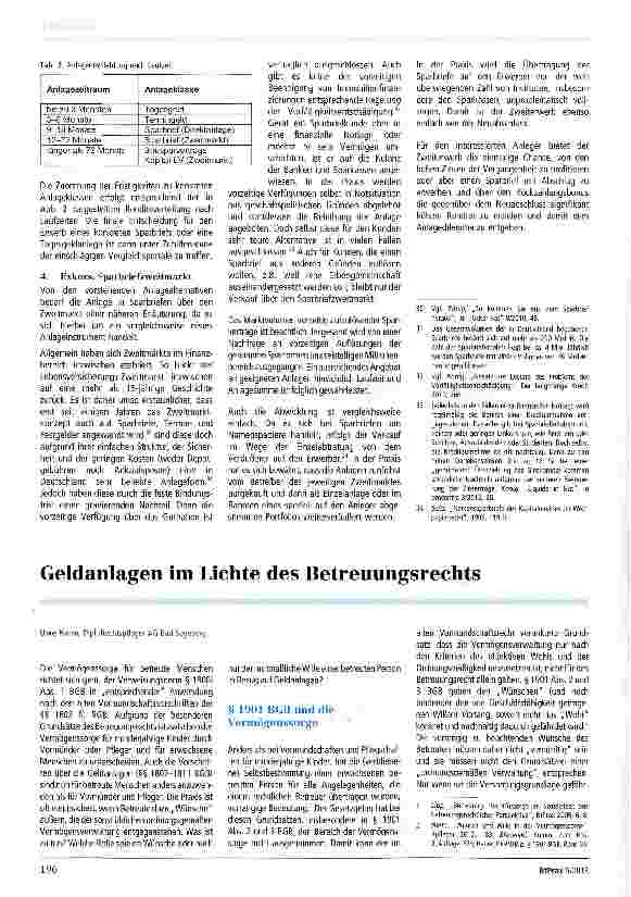 Vorschauseite 1: Geldanlagen im Lichte des Betreuungsrechts