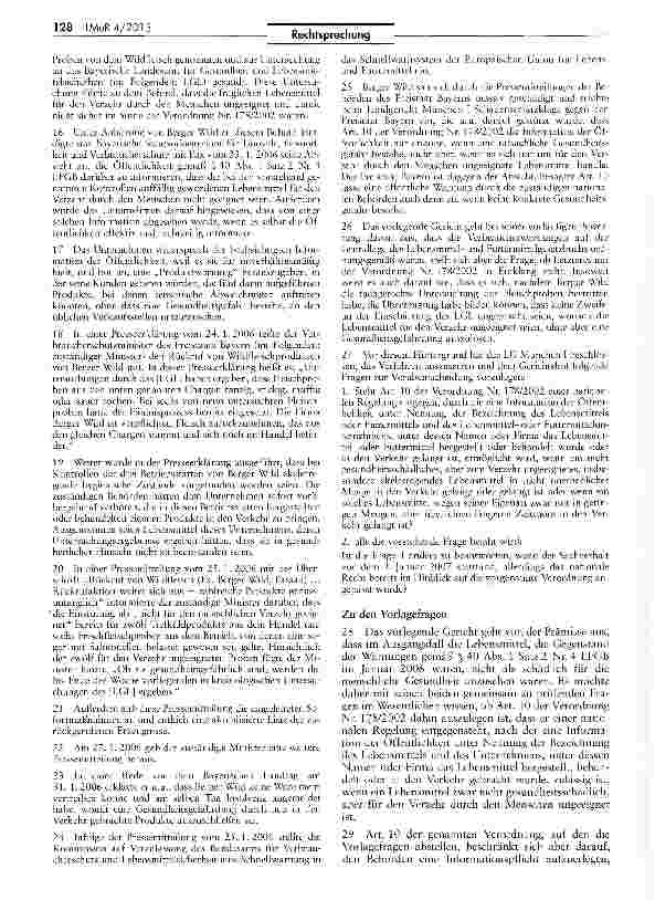 Vorschauseite 3: Warnung vor nicht gesundheitsschädlichen Lebensmitteln Verordnung (EG) Nr. 178/2002
