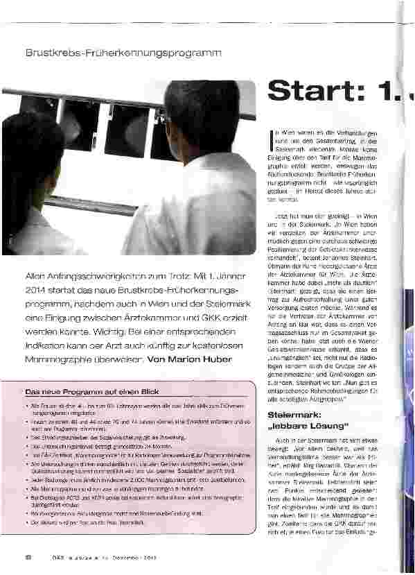 Vorschauseite 1: Start: 1.Jänner 2014!
