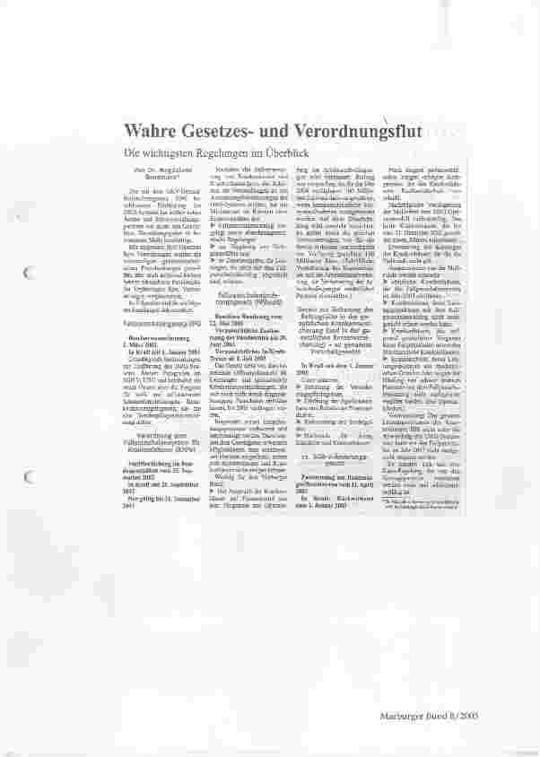 Vorschauseite 1: Wahre Gesetzesund Verordnungsflut DRG-Einführung