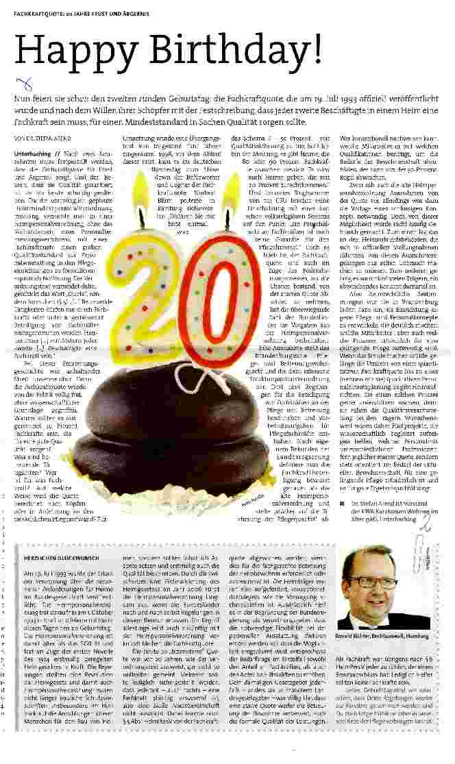 Vorschauseite 1: FACHKRAFTQUOTE: 20 JAHRE FRUST UND ÄRGERNIS Happy Birthday!