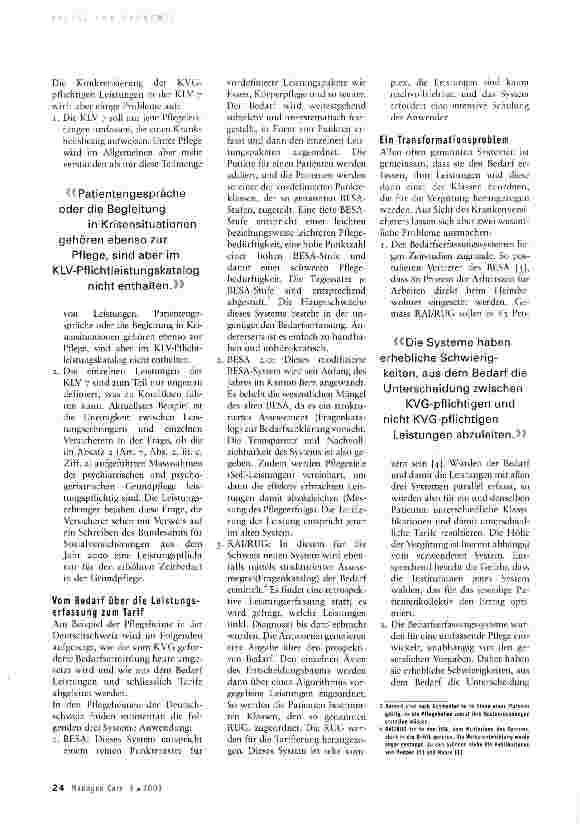 Vorschauseite 2: Leistungserfassung in der Pflege aus Sicht eines Krankenversicherers