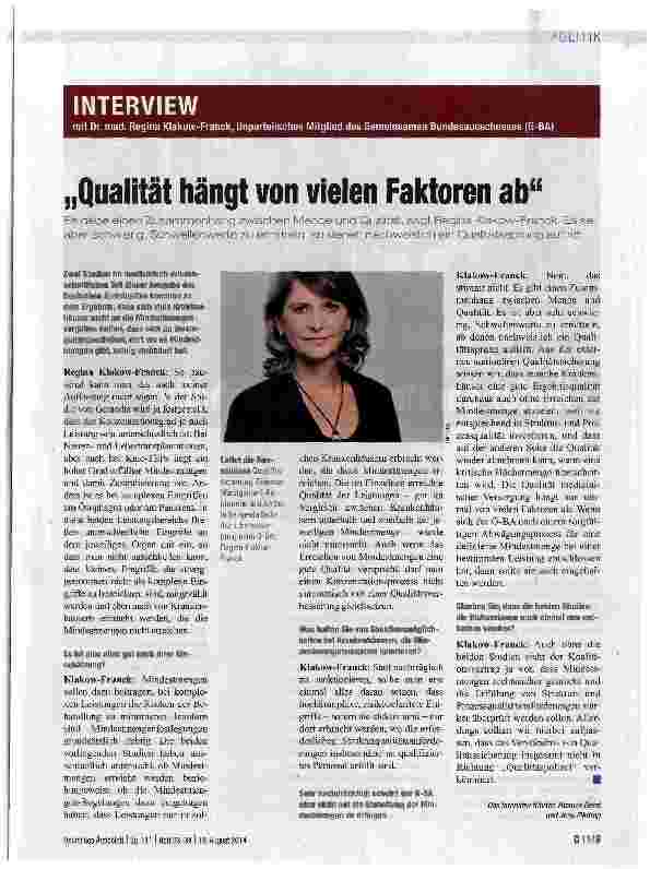 Vorschauseite 1: Qualität hängt von vielen Faktoren ab
