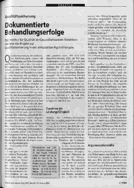 Vorschauseite 1: Dokumentierte Behandlungserfolge