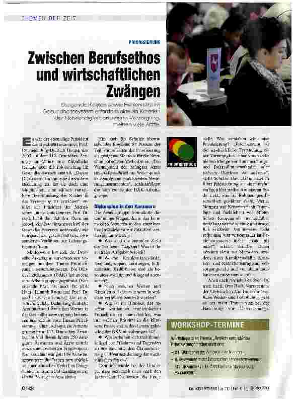 Vorschauseite 1: Zwischen Berufsethos und wirtschaftlichen Zwängen