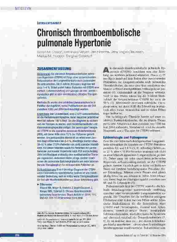 Vorschauseite 1: Chronisch thromboembolische pulmonale Hypertonie