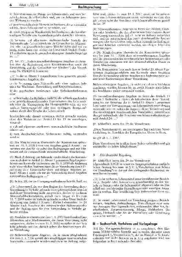 Vorschauseite 2: Zeitlicher Anwendungsbereich von gesundheitsbezogenen Angaben auf Lebensmitteln