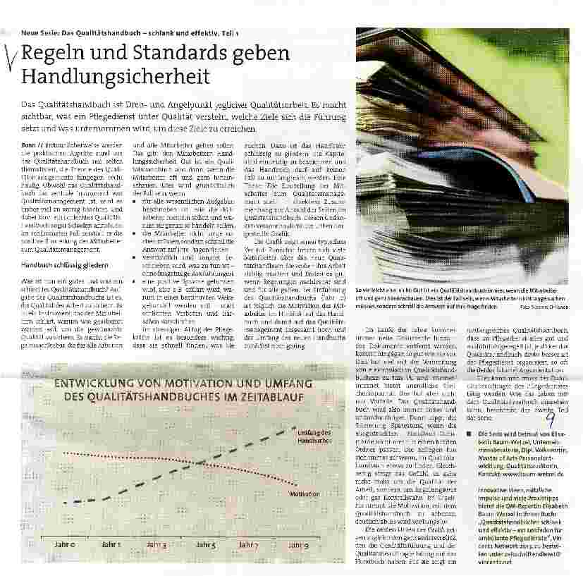 Vorschauseite 1: Neue Serie: Das Oualitätshandbuch - schlank und effektiv, Teil 1 Regeln und Standards geben Handlungsicherheit