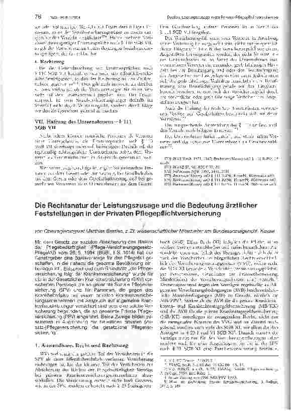 Vorschauseite 1: Die Rechtsnatur der Leistungszusage und die Bedeutung ärztlicher Feststellungen in der Privaten Haftpflichtversicherung