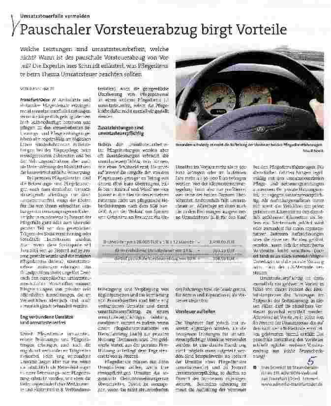Vorschauseite 1: Pauschaler Vorsteuerabzug birgt Vorteile
