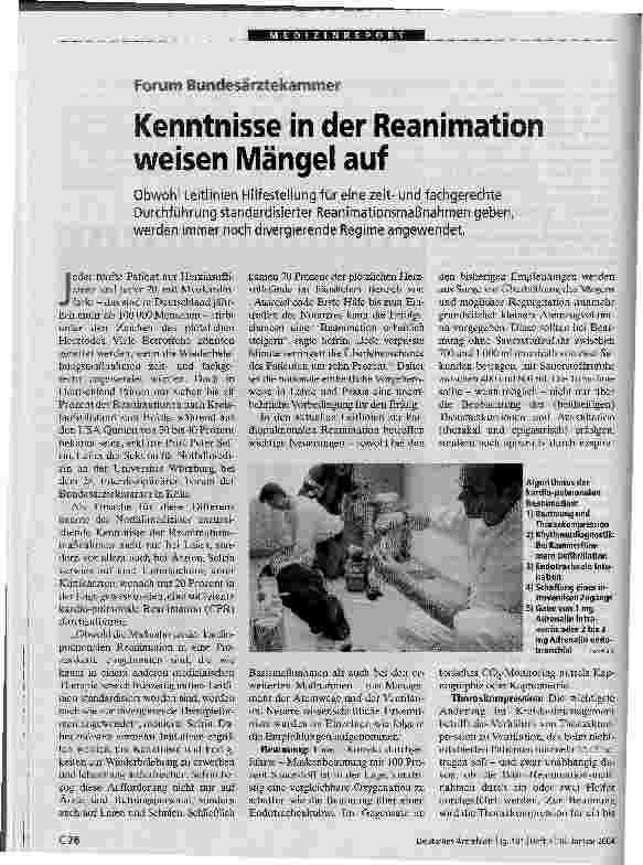 Vorschauseite 1: Kenntnisse in der Reanimation weisen Mängel auf