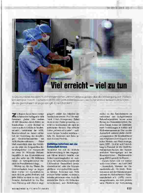 Vorschauseite 1: Viel erreicht - viel zu tun