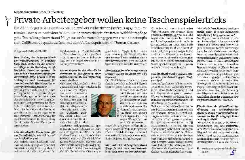 Vorschauseite 1: Private Arbeitergeber wollen keine