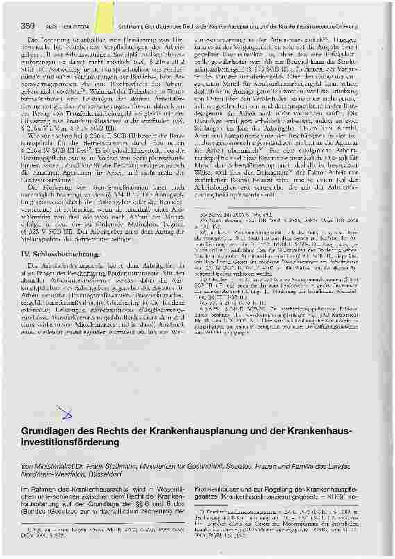 Vorschauseite 1: Grundlagen des Rechts der Krankenhausplanung und der Krankenhausinvestitionsförderung