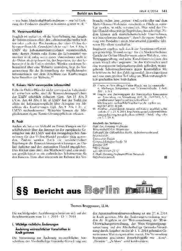 Vorschauseite 6: Auswirkungen aktueller Gesetzesänderungen auf den Vertrieb von Lebensmitteln - Die Gewährleistung eines adäquaten Verbraucherschutzniveaus im digitalen Supermarkt