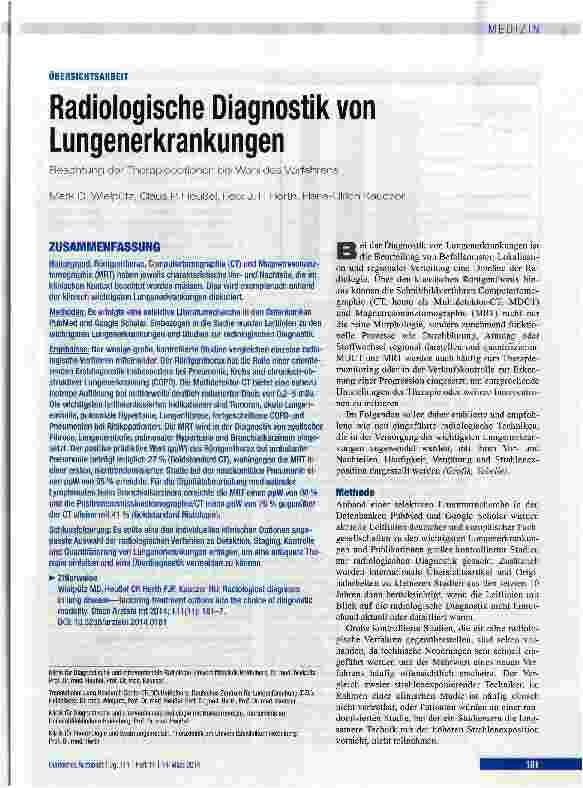 Vorschauseite 1: Radiologische Diagnostik von Lungenerkrankungen