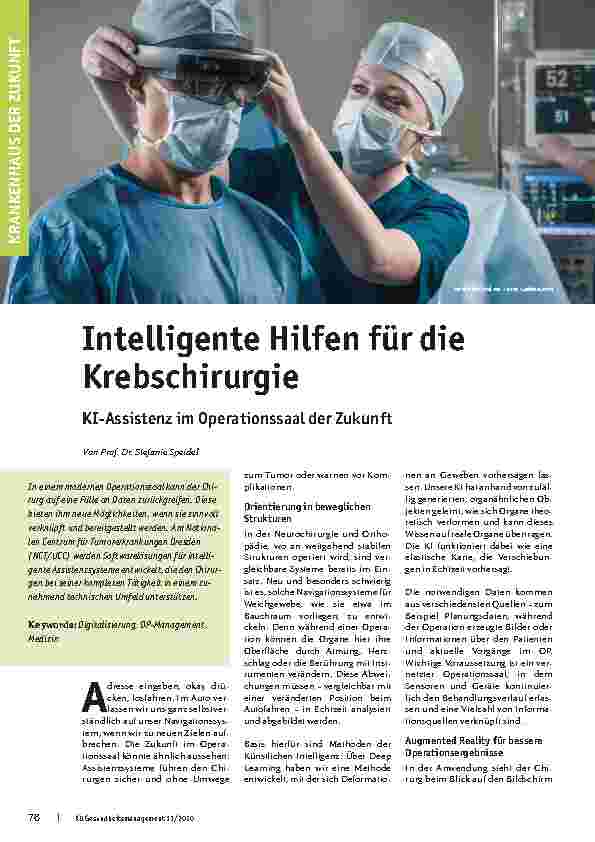 Vorschauseite 1: Intelligente Hilfen für die Krebschirurgie: KI-Assistenz im Operationssaal der Zukunft