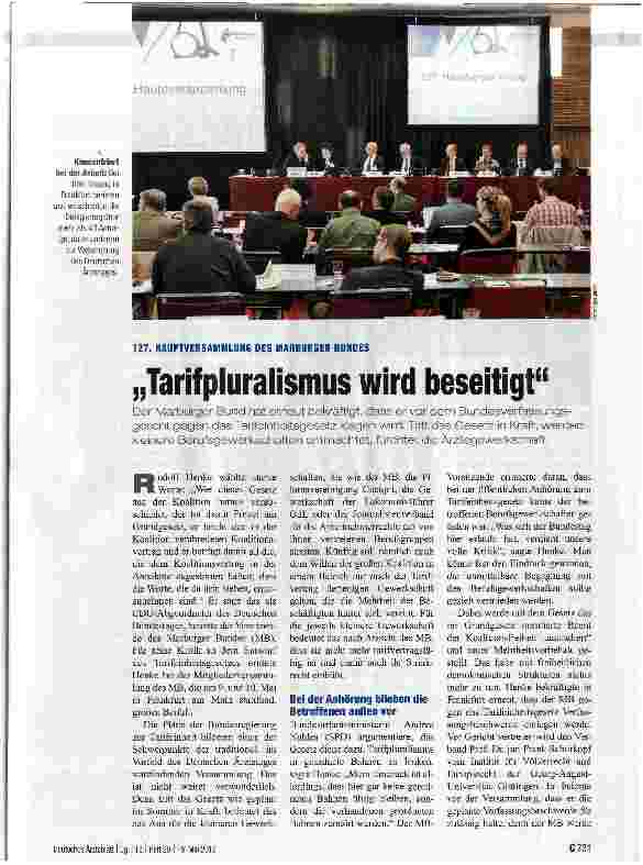 Vorschauseite 1: Tarifpluralismus wird beseitigt