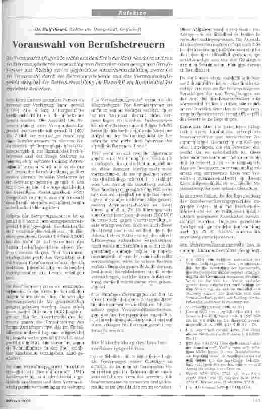Vorschauseite 1: Vorauswahl von Berufsbetreuern