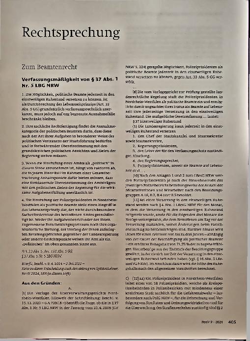 Vorschauseite 1: Rechtsprechung zum Beamtenrecht