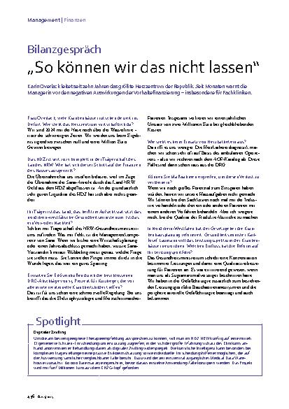 Vorschauseite 1: Bilanzgespräch „So können wir das nicht lassen“