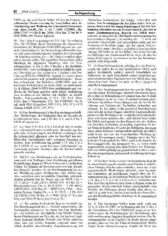 Vorschauseite 4: Zulässigkeit des Werbeslogans „So wichtig wie das tägliche Glas Milch! für einen Früchtequark (Monsterbacke)