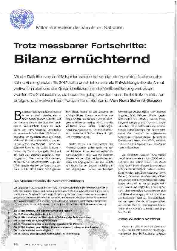 Vorschauseite 1: Trotz messbarer Fortschritte: Bilanz ernüchternd