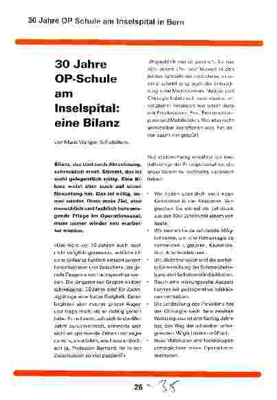 Vorschauseite 1: 30 Jahre OP-Schule am Inselspital: eine Bilanz