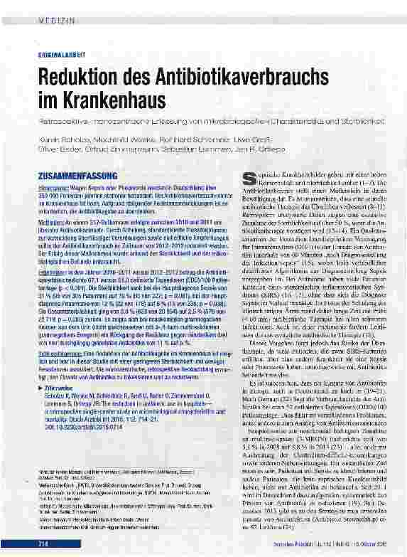 Vorschauseite 1: Reduktion des Antibiotikaverbrauchs im Krankenhaus