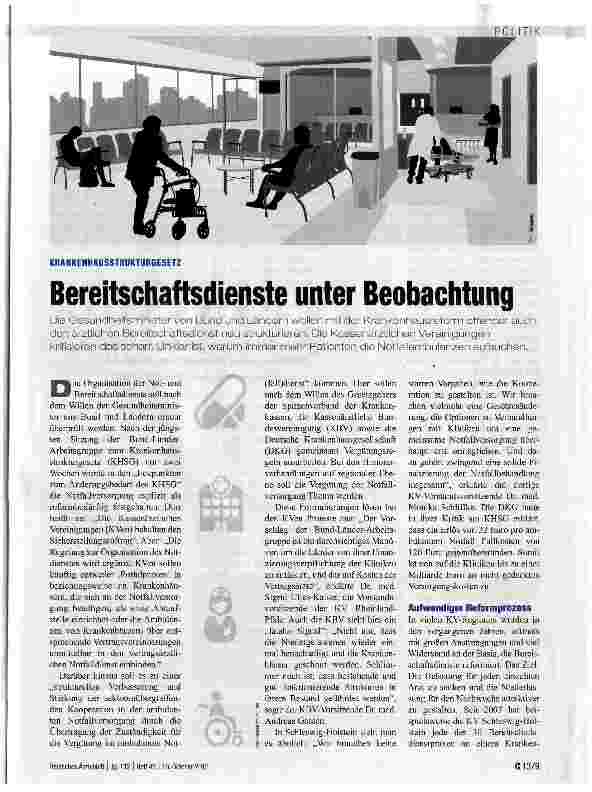 Vorschauseite 1: Bereitschaftsdienste unter Beobachtung