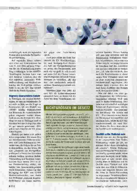 Vorschauseite 2: ARZNEIMITTELRICHTGRÖSSENÄrzte sollen angstfrei verordnen