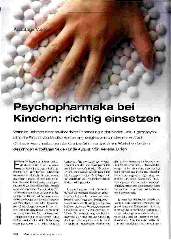 Vorschauseite 1: Psychopharmaka bei Kindern: richtig einsetzen